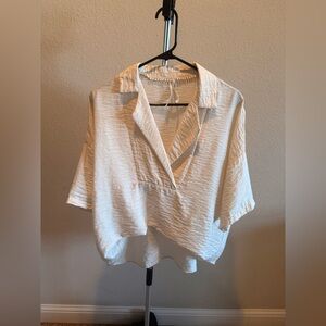 Anthropologie White Collared Top